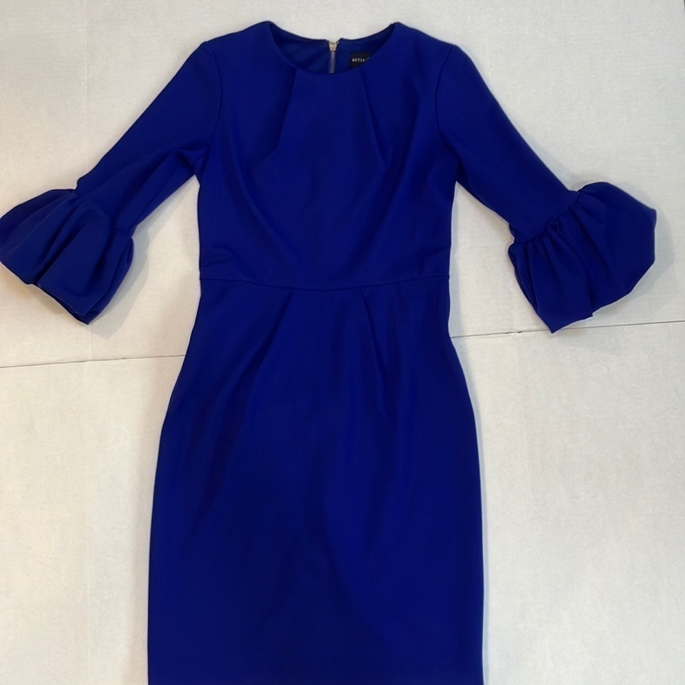 Betsy & Adam cocktail  royal blue long sleeve dress